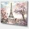 Designart - Eiffel with Pink Flowers - Landscape Canvas Art Print